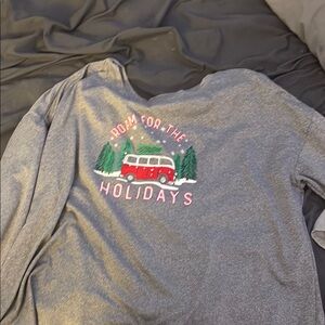 Holiday Gray Sweatshirt with Red and Green Design